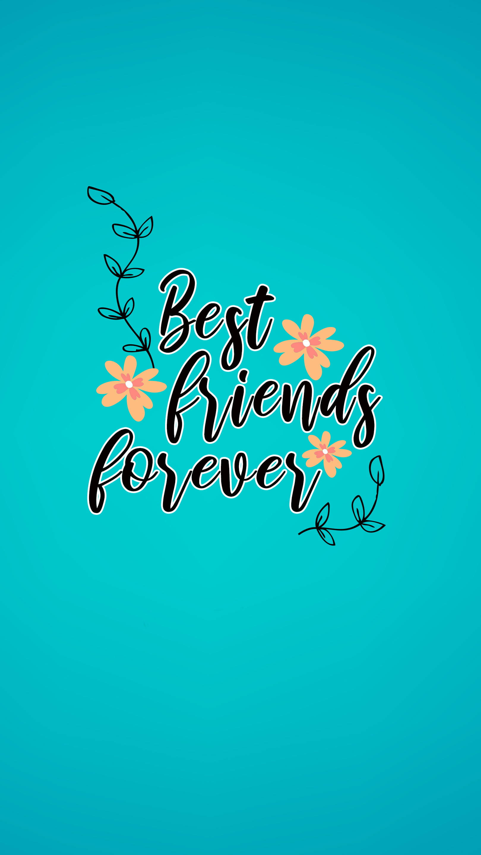 turquoise background, Best friends forever, black cursive, 2K Phone Wallpaper