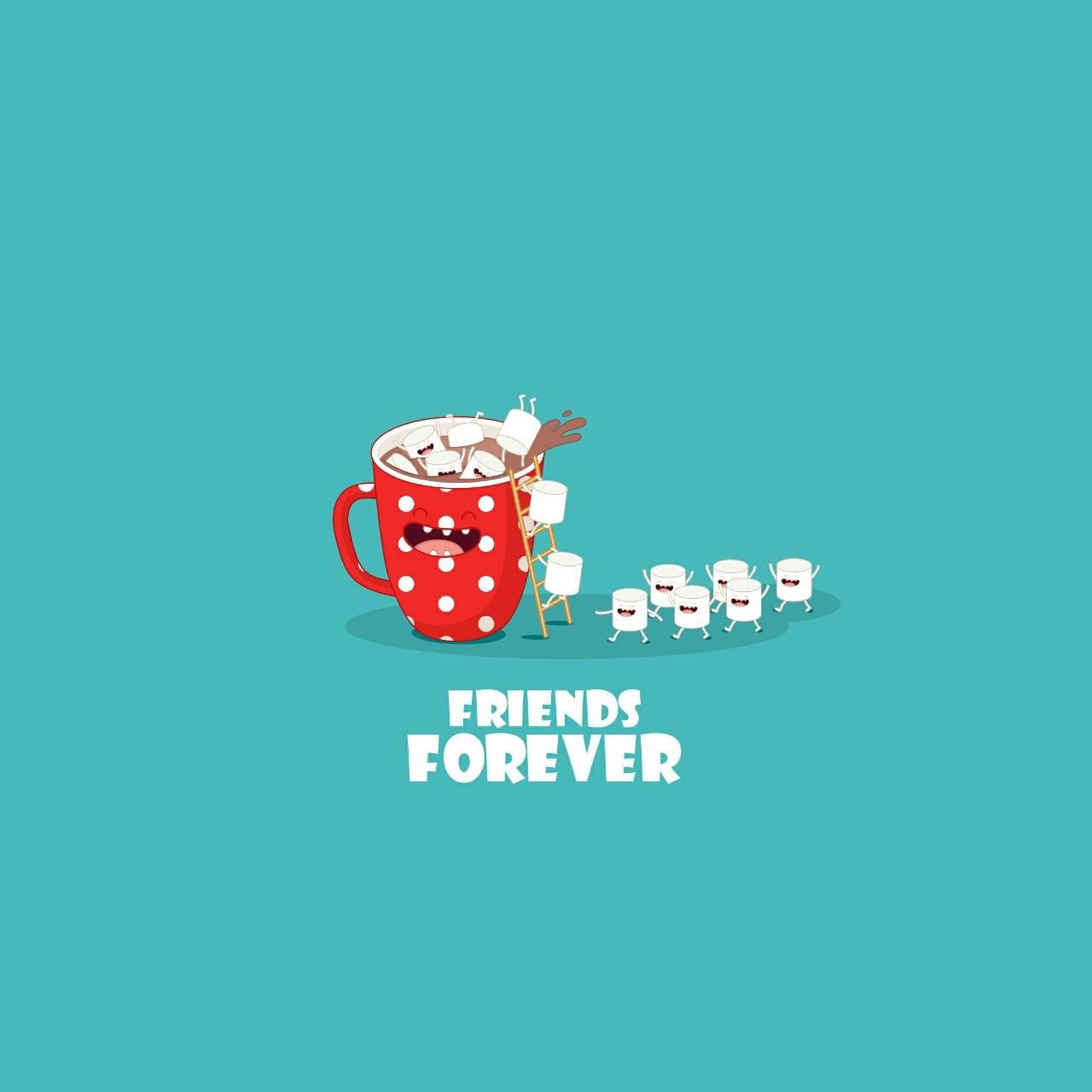 Bff, red polka-dotted mug, smiling face, HD Desktop Wallpaper