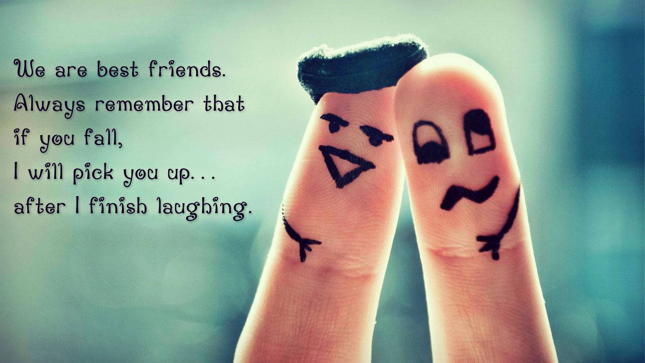 BFF, cute quote finger puppet, soft teal background, HD Desktop Wallpaper