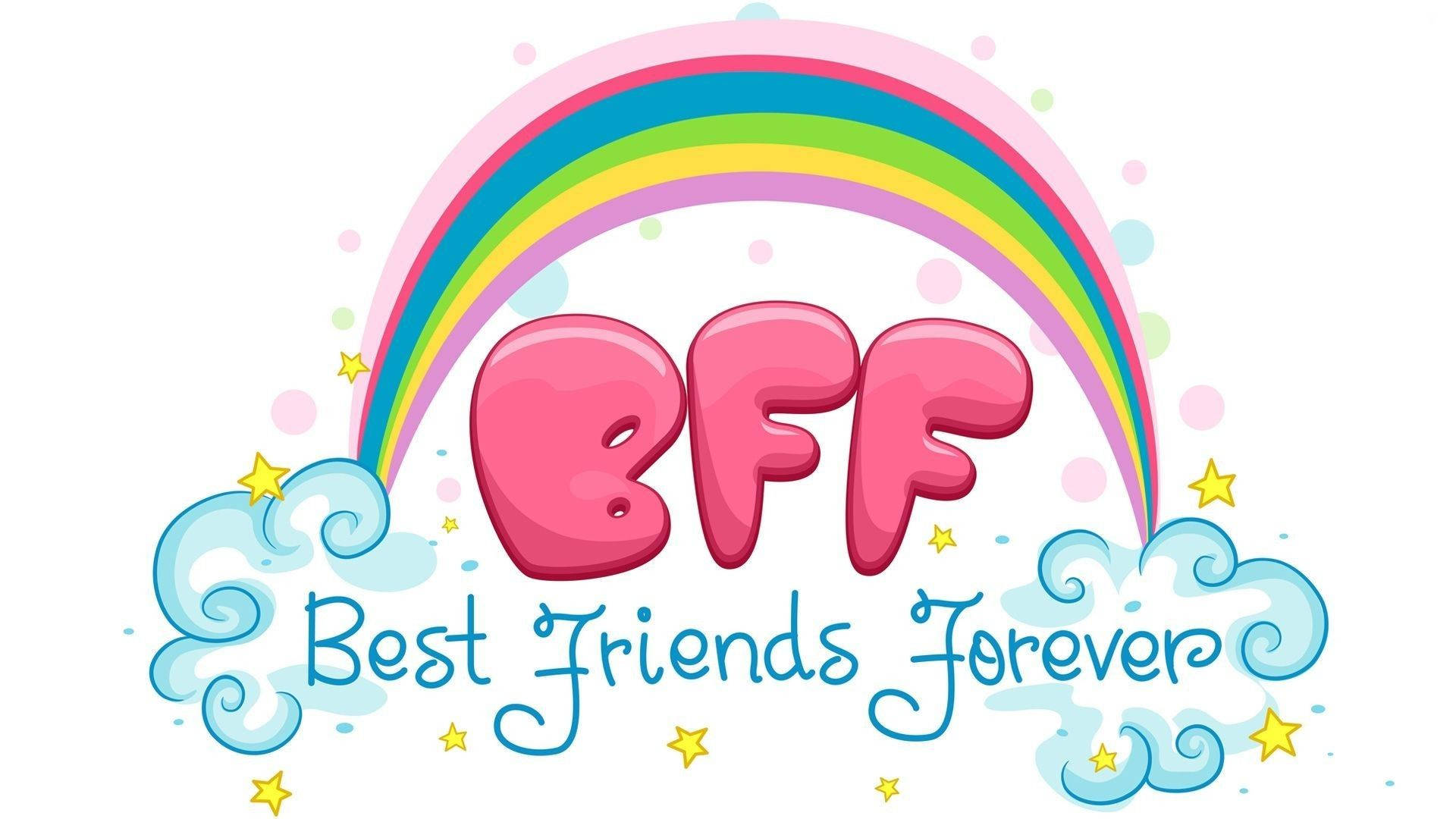 BFF, rainbow, glossy pink, Full HD Desktop Wallpaper