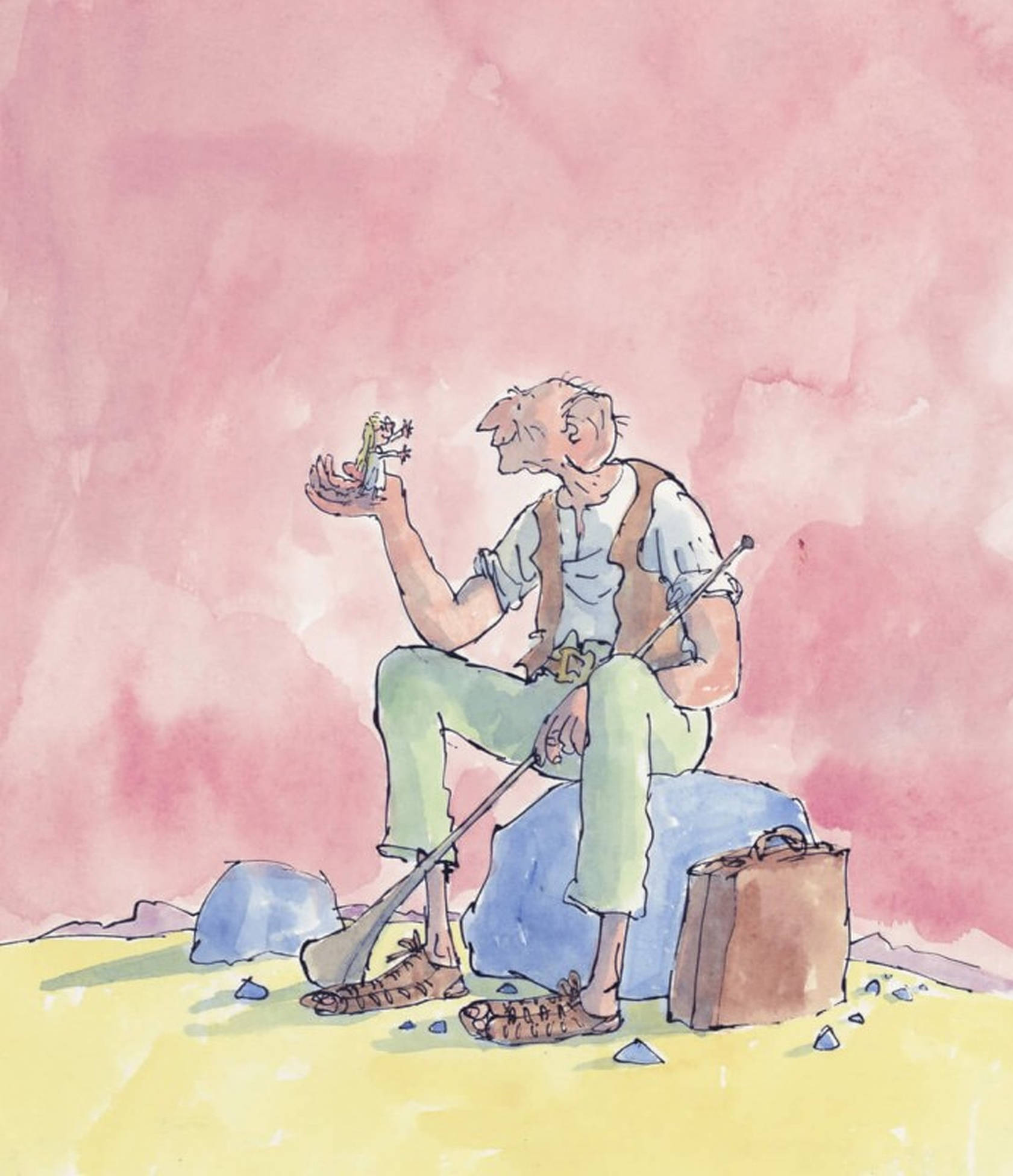 The BFG, pink, blue rock, Full HD Phone Wallpaper