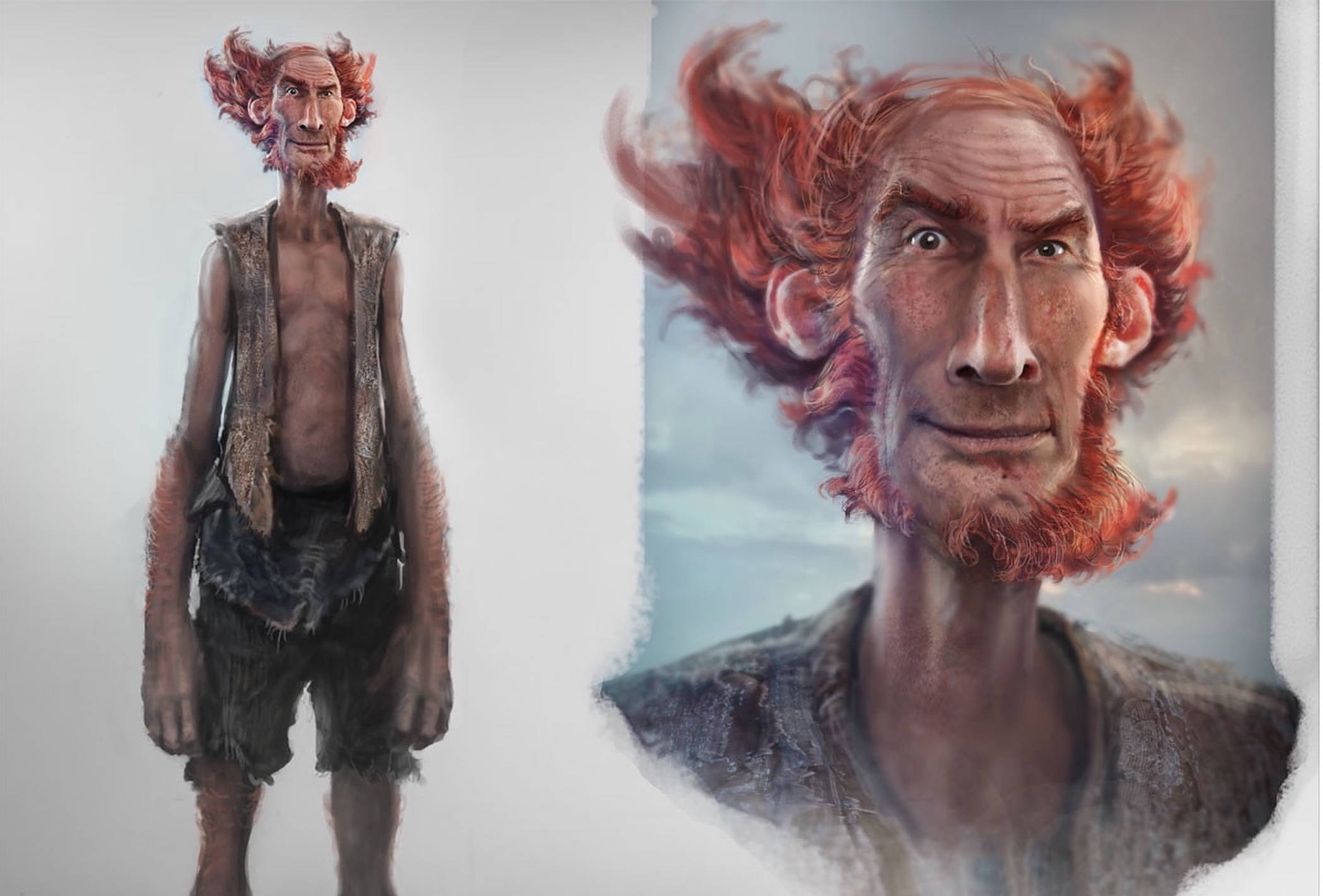 The BFG, rugged fantasy character, wild red hair, Full HD Desktop Wallpaper