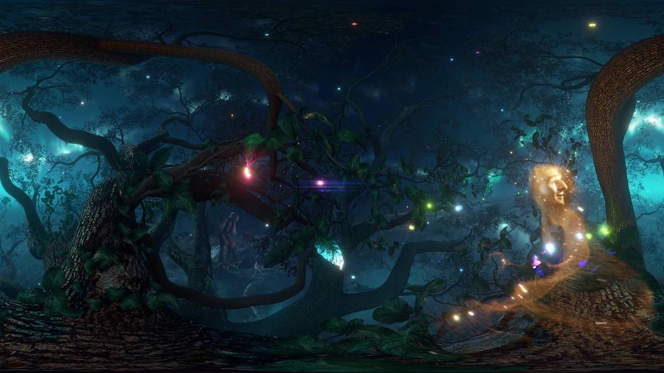The BFG, enchanted forest, glowing magical lights, Full HD Desktop Wallpaper