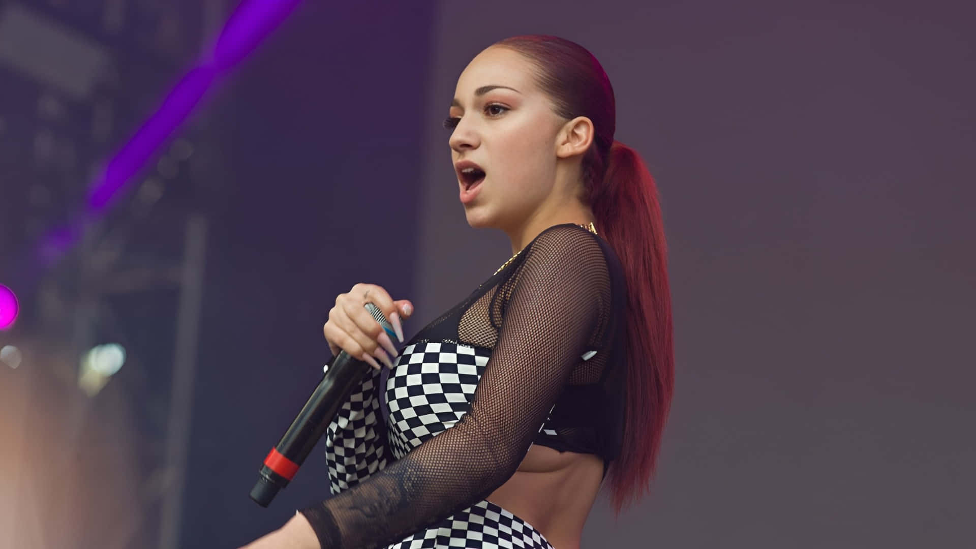 Bhad Bhabie, red hair, ponytail, Full HD Desktop Wallpaper