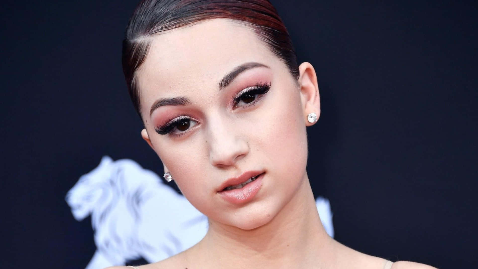 Bhad Bhabie, dark hair, bold pink eyeshadow, Full HD Desktop Wallpaper