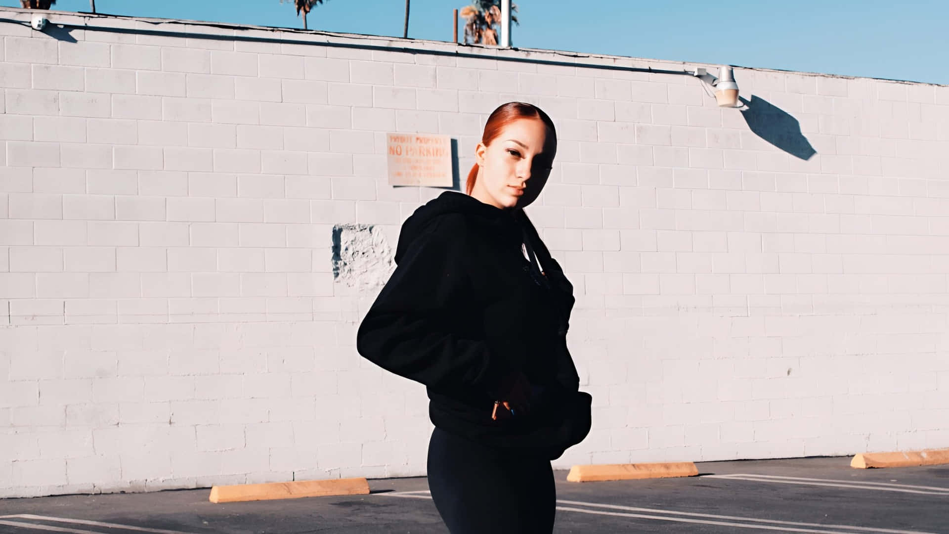 Bhad Bhabie, red hair, black hoodie, Full HD Desktop Wallpaper