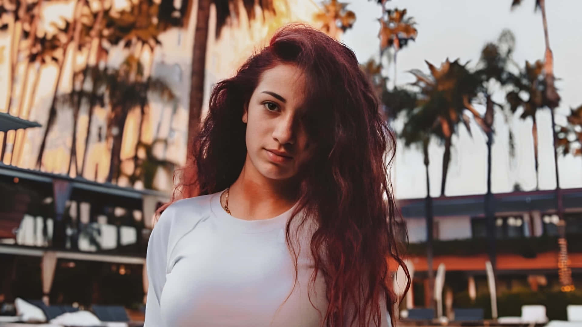 Bhad Bhabie, urban style, long red hair, Full HD Desktop Wallpaper