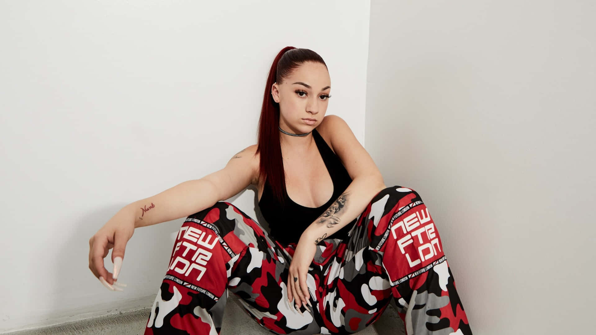 Bhad Bhabie, red hair, high ponytail, Full HD Desktop Wallpaper