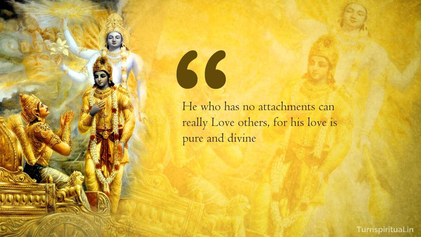 Bhagavad Gita, golden divine figures, ornate attire, HD Desktop Wallpaper