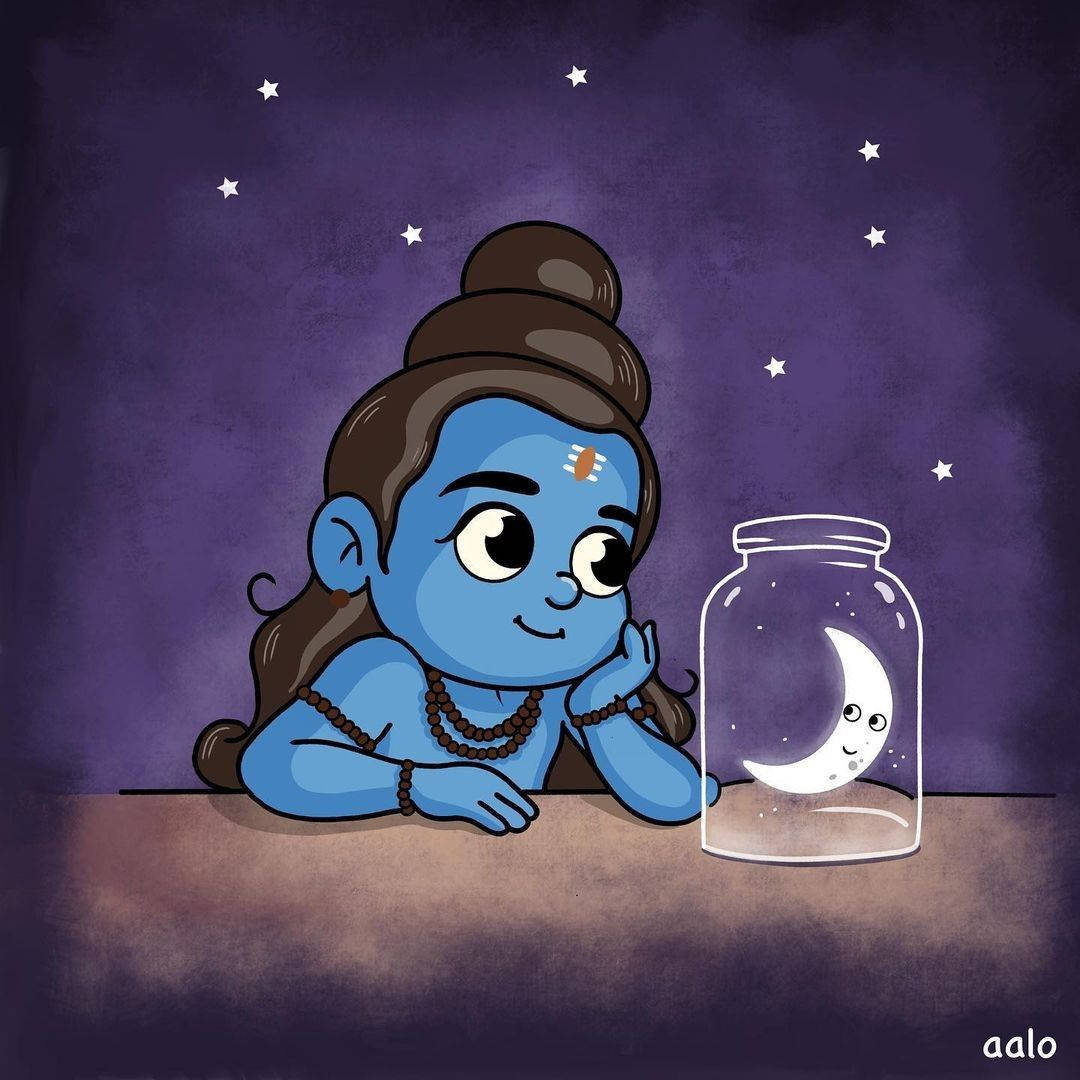 Bhole Baba, crescent moon, glass jar, SD Desktop Wallpaper
