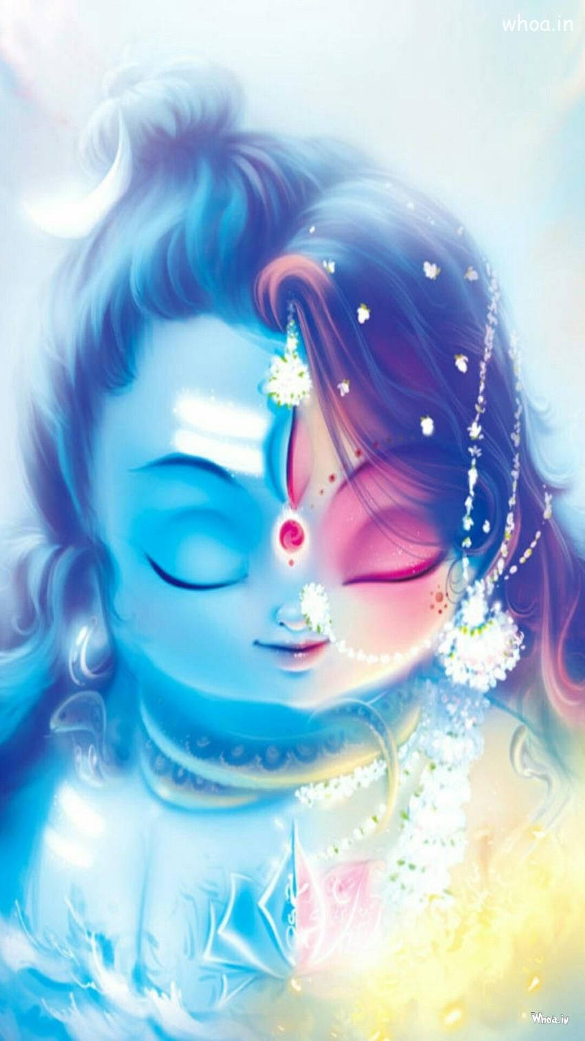 Bhole Baba, blue-skinned deity, floral jewelry, HD Phone Wallpaper