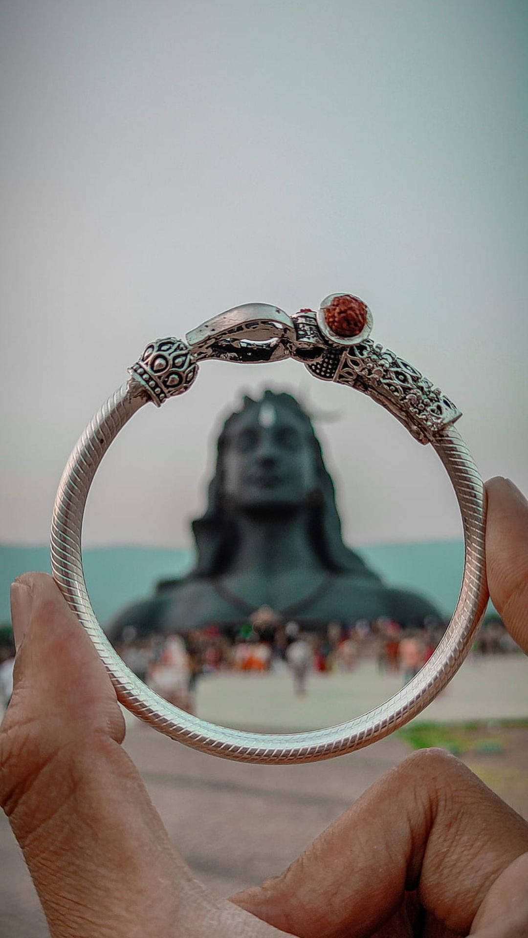 Bhole Baba, silver bangle, giant Shiva statue, Full HD Phone Wallpaper