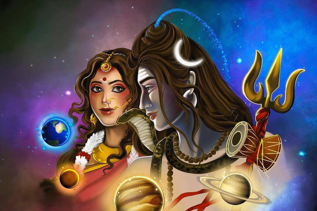 Bhole Baba, galaxy, planets, SD Desktop Wallpaper