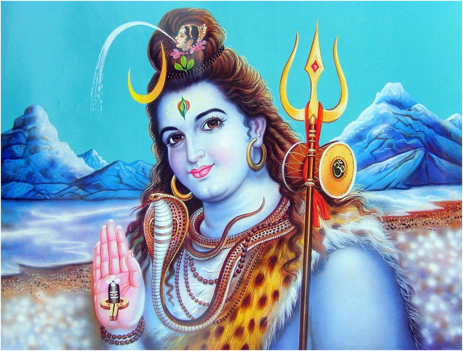 Bhole Baba, blue skin, trident, HD Desktop Wallpaper