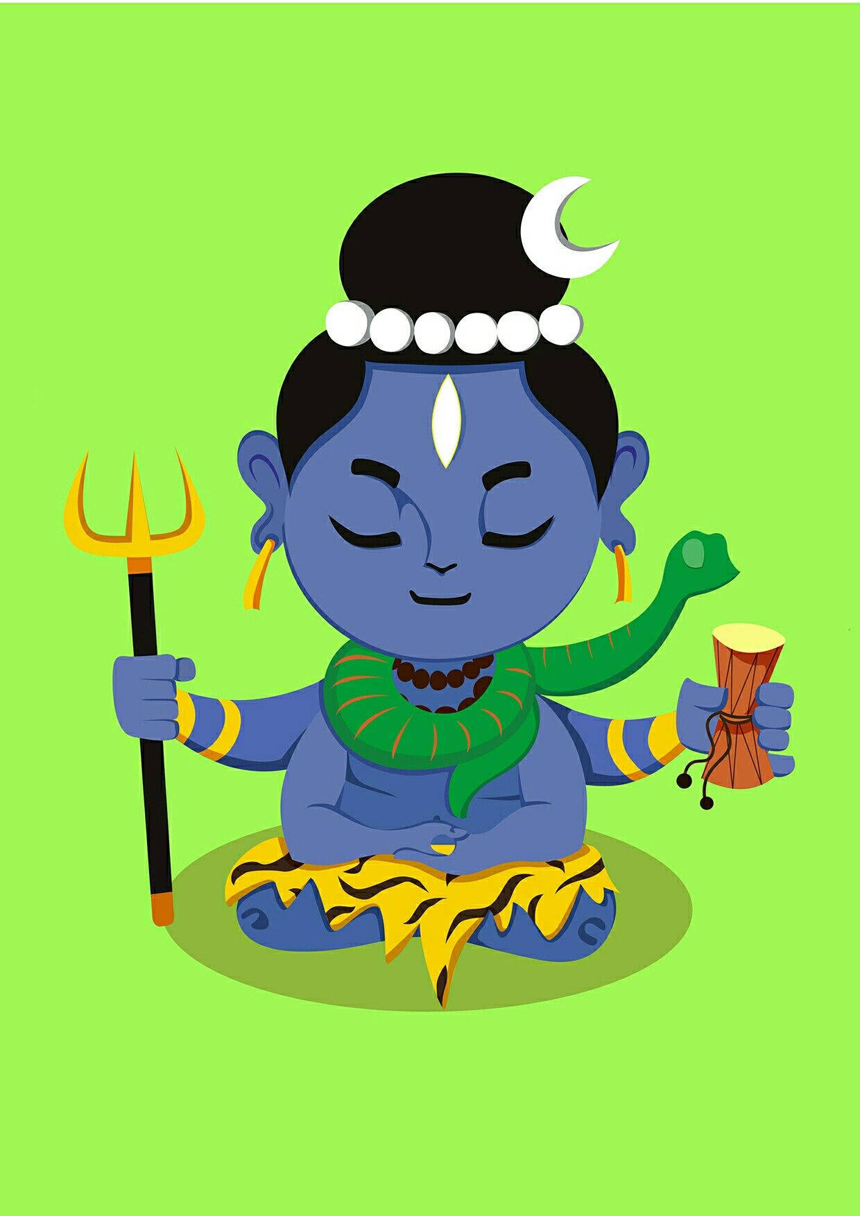 Bhole Baba, blue-skinned, cartoon deity, HD Phone Wallpaper