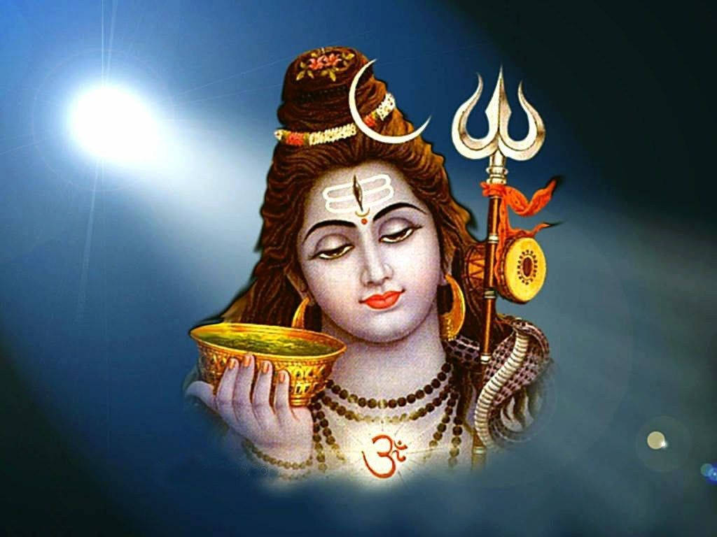 Bhole Baba, golden bowl, trident, SD Desktop Wallpaper