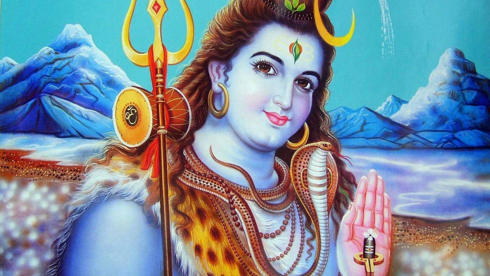 Bholenath HD, blue-skinned deity, crescent moon, Full HD Desktop Wallpaper