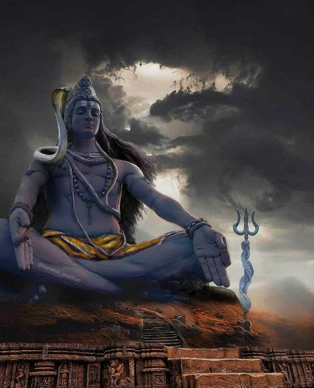 Bholenath, 3D statue, mountain peak, SD Phone Wallpaper