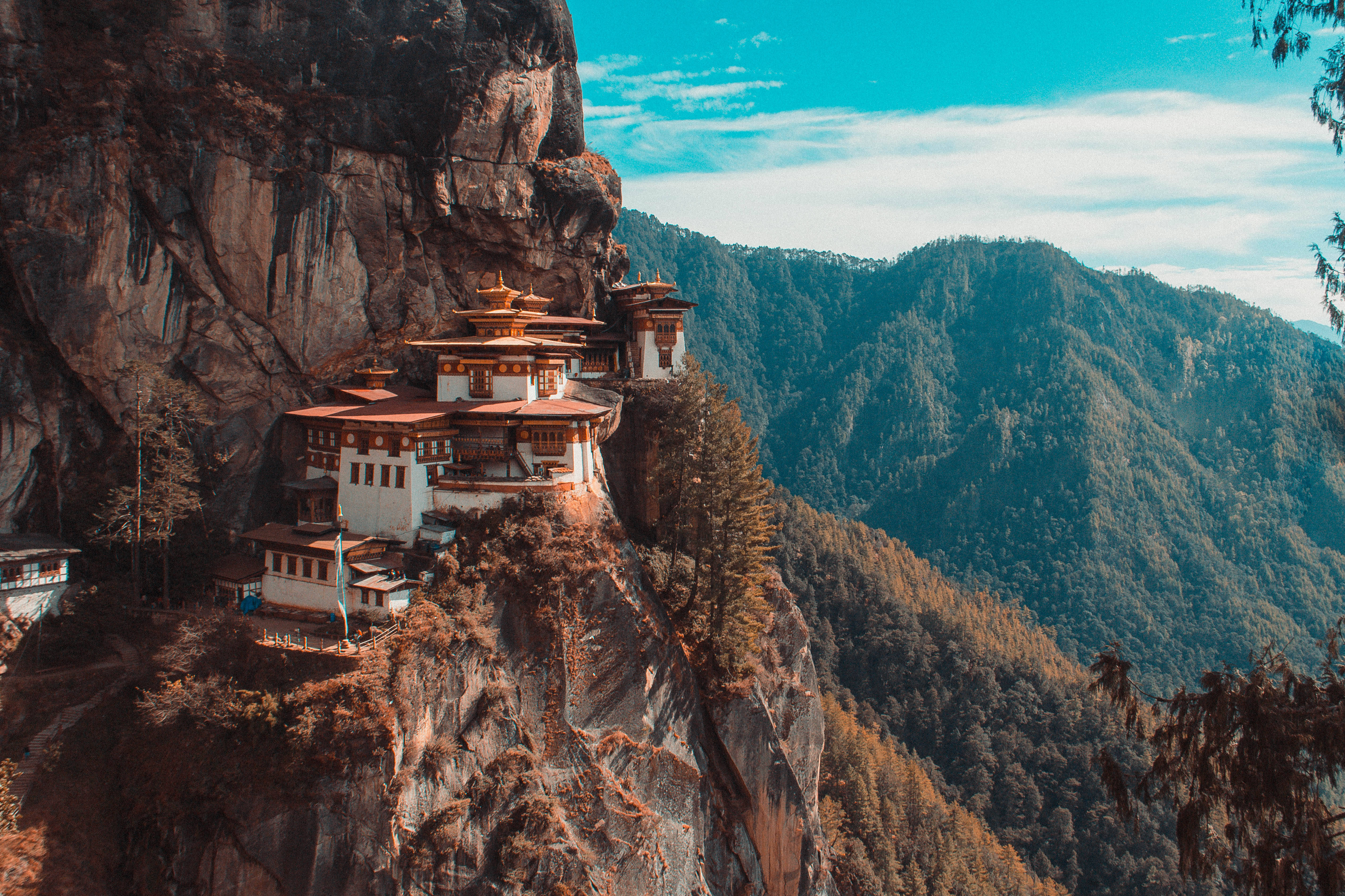 Bhutan, monastery, autumn, 4K Desktop Wallpaper