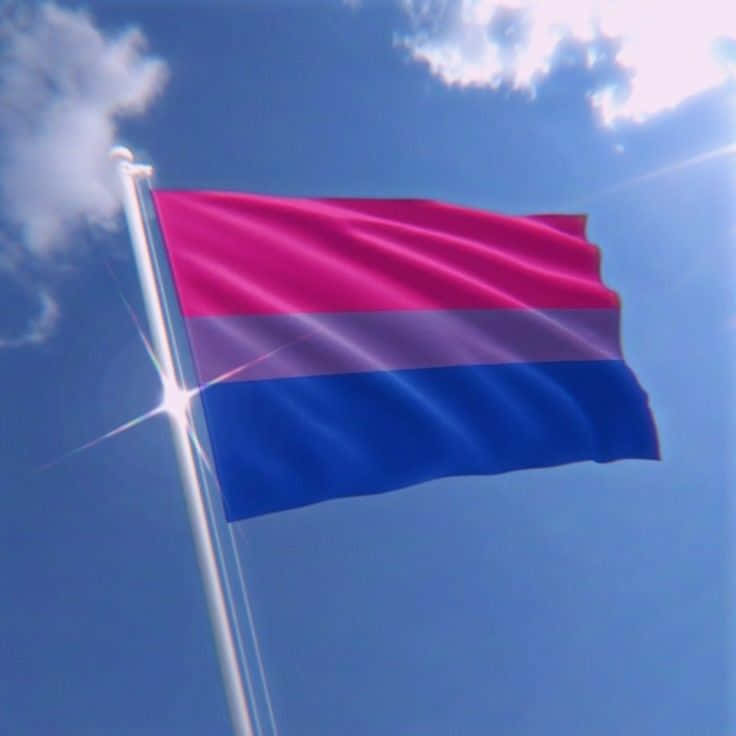 Bi Flag, bright blue sky, fluffy white clouds, SD Desktop Wallpaper