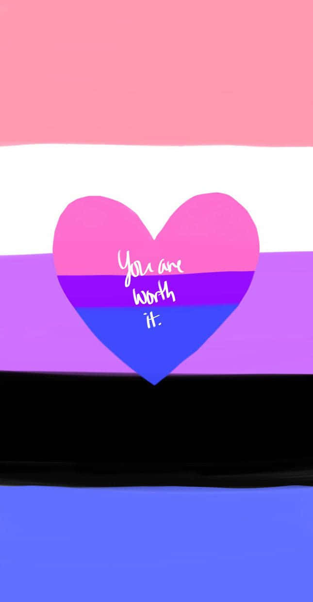 Bi Flag, heart, striped background, SD Phone Wallpaper