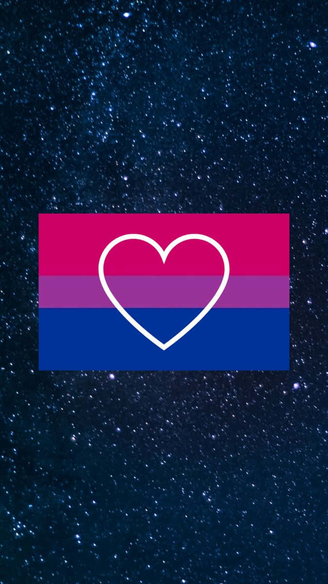 bi flag, pink and blue heart, star background, SD Phone Wallpaper