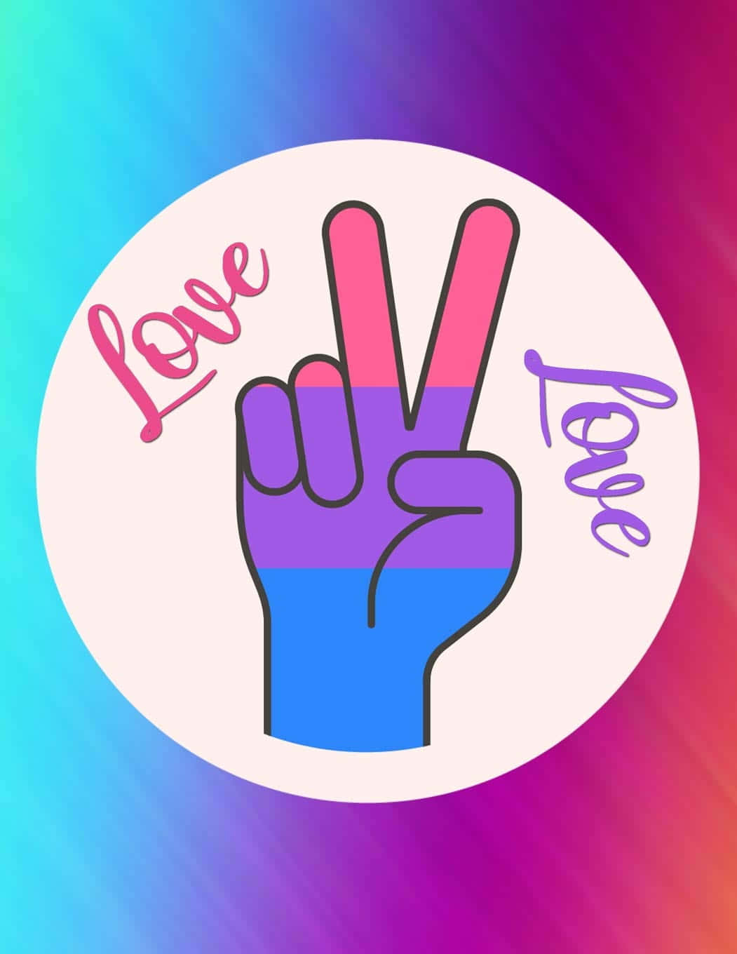 bisexual pride colors, vibrant gradient background, peace sign, HD Phone Wallpaper
