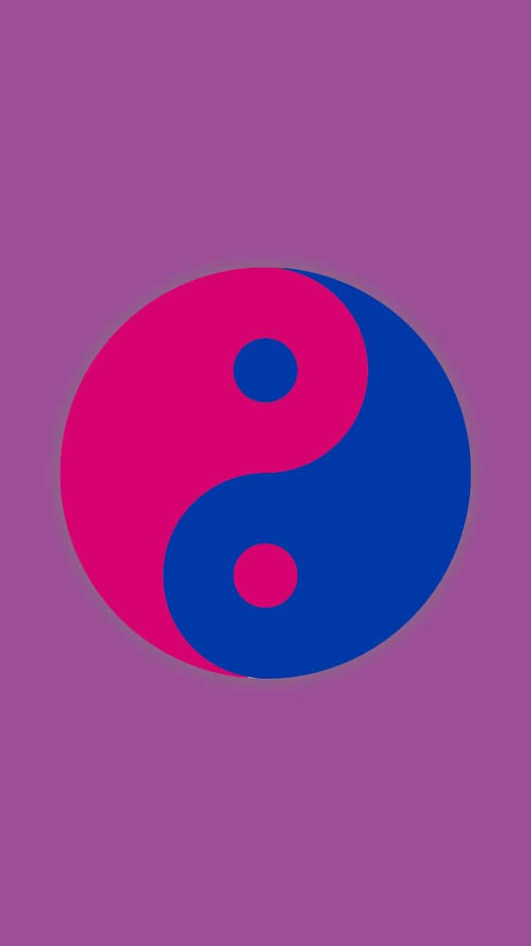 bi pride flag, blue and pink yin yang symbol, purple background, HD Phone Wallpaper