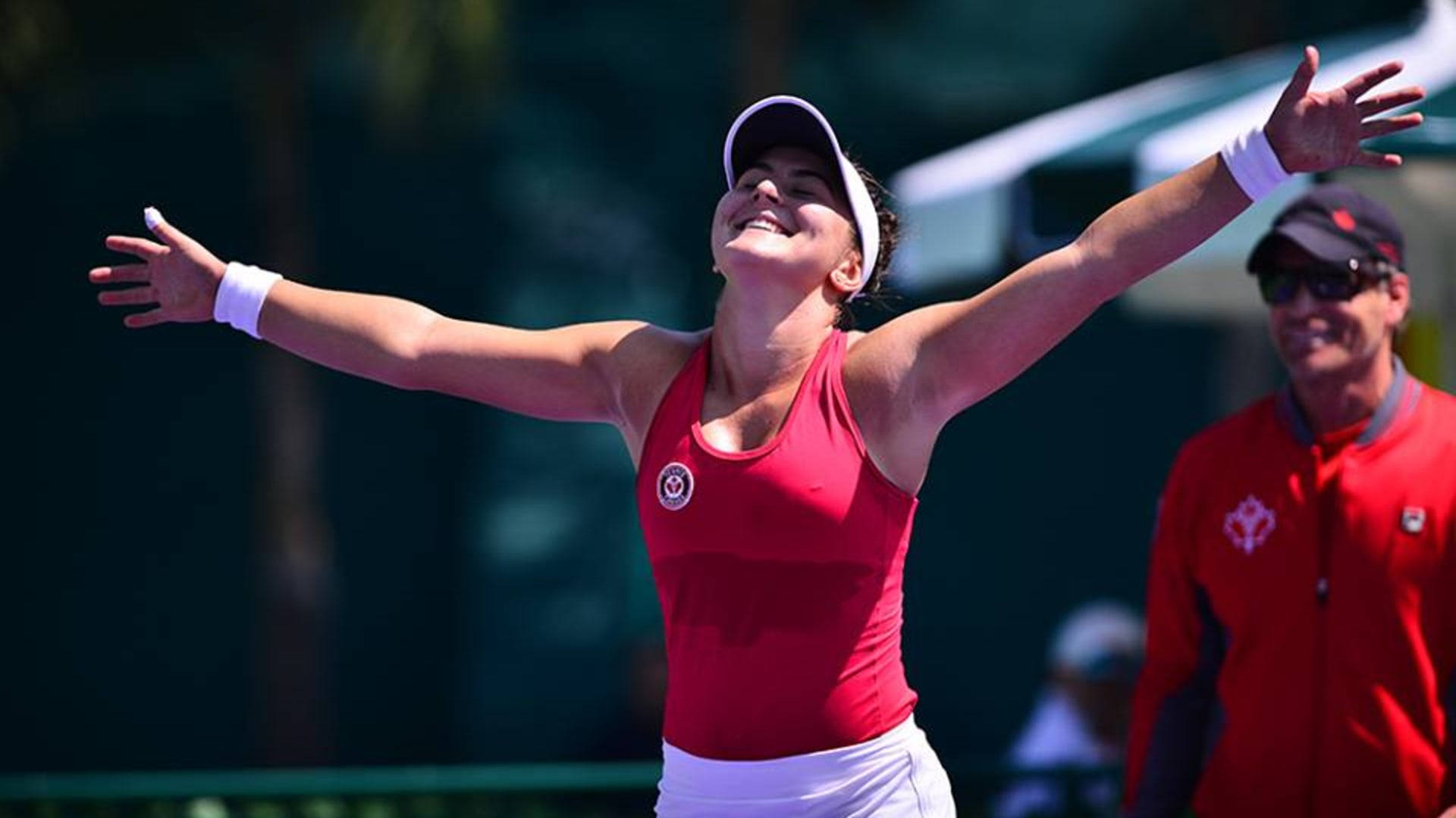 Bianca Andreescu, red, sunlight, Full HD Desktop Wallpaper