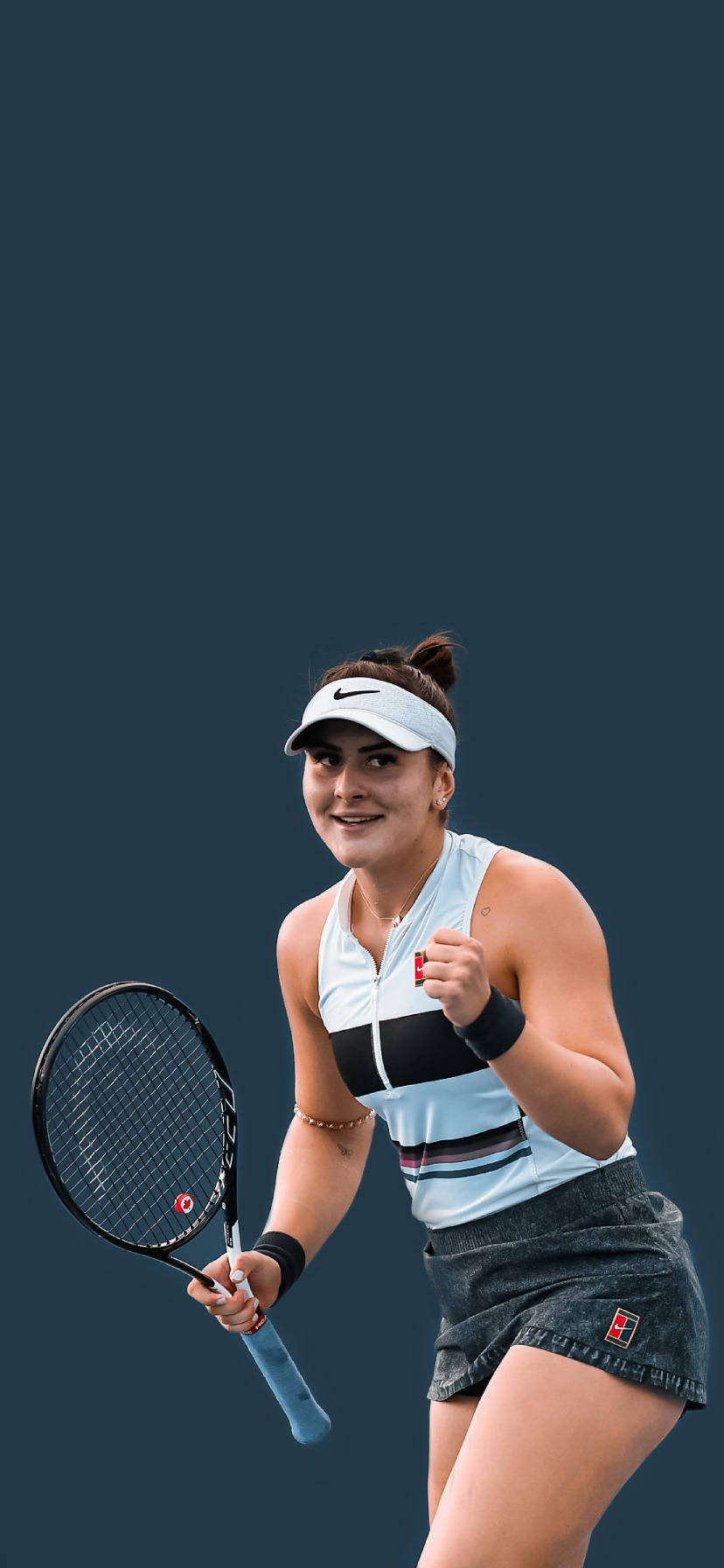 Bianca Andreescu, dark teal background, athletic gear, HD Phone Wallpaper