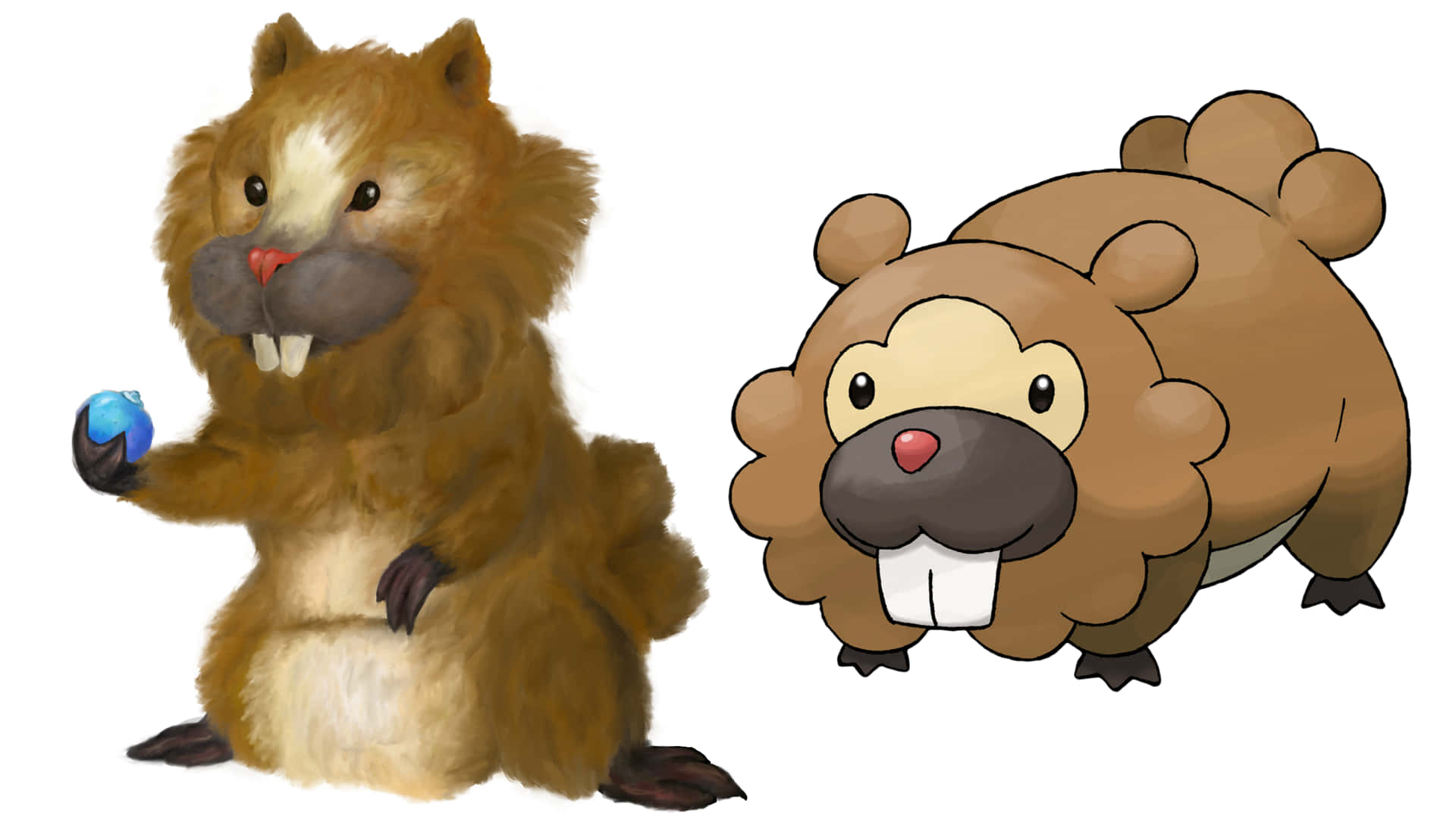 Bibarel, blue orb, fluffy brown fur, Full HD Desktop Wallpaper