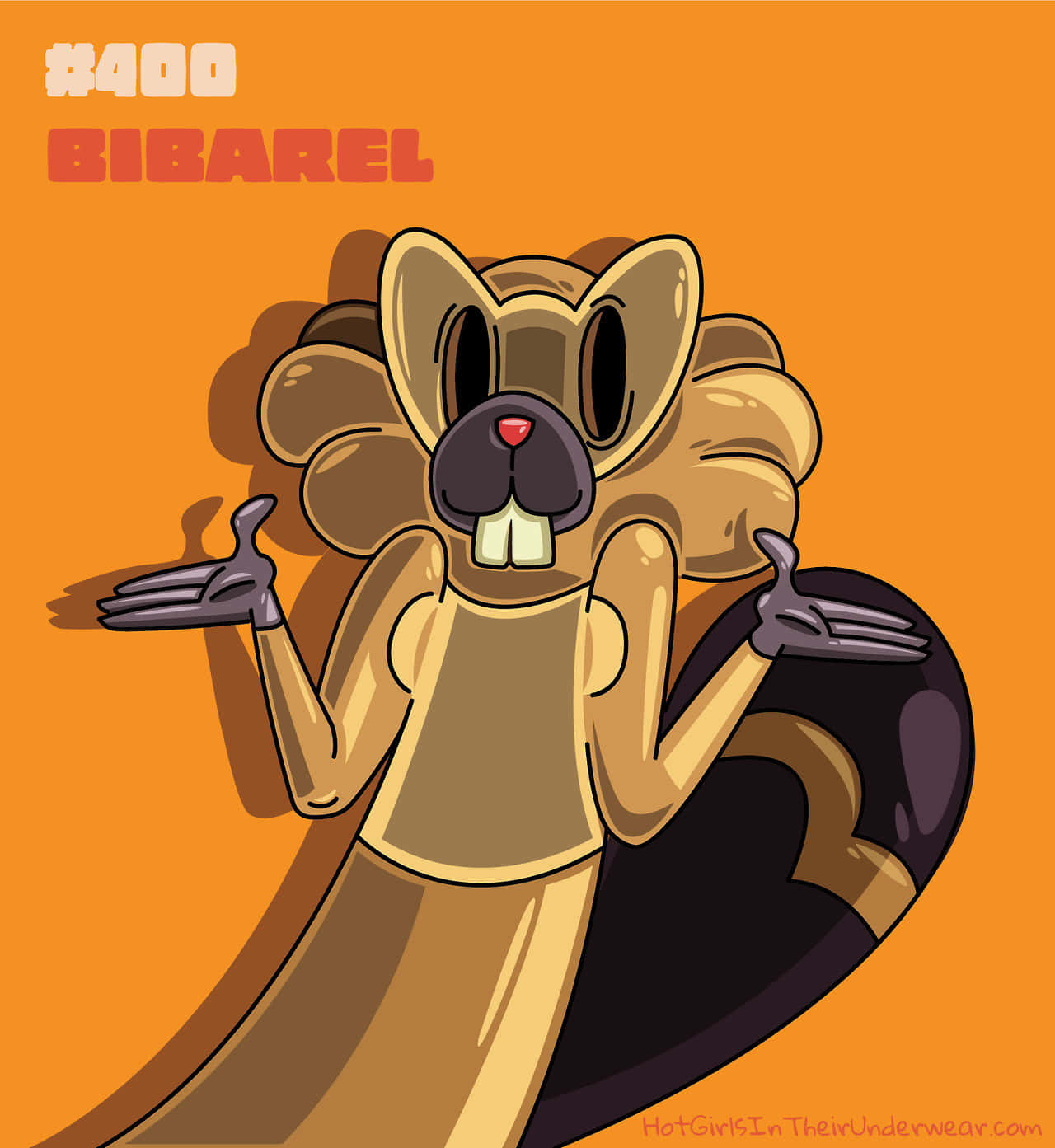 Bibarel, tank top, solid orange background, HD Phone Wallpaper