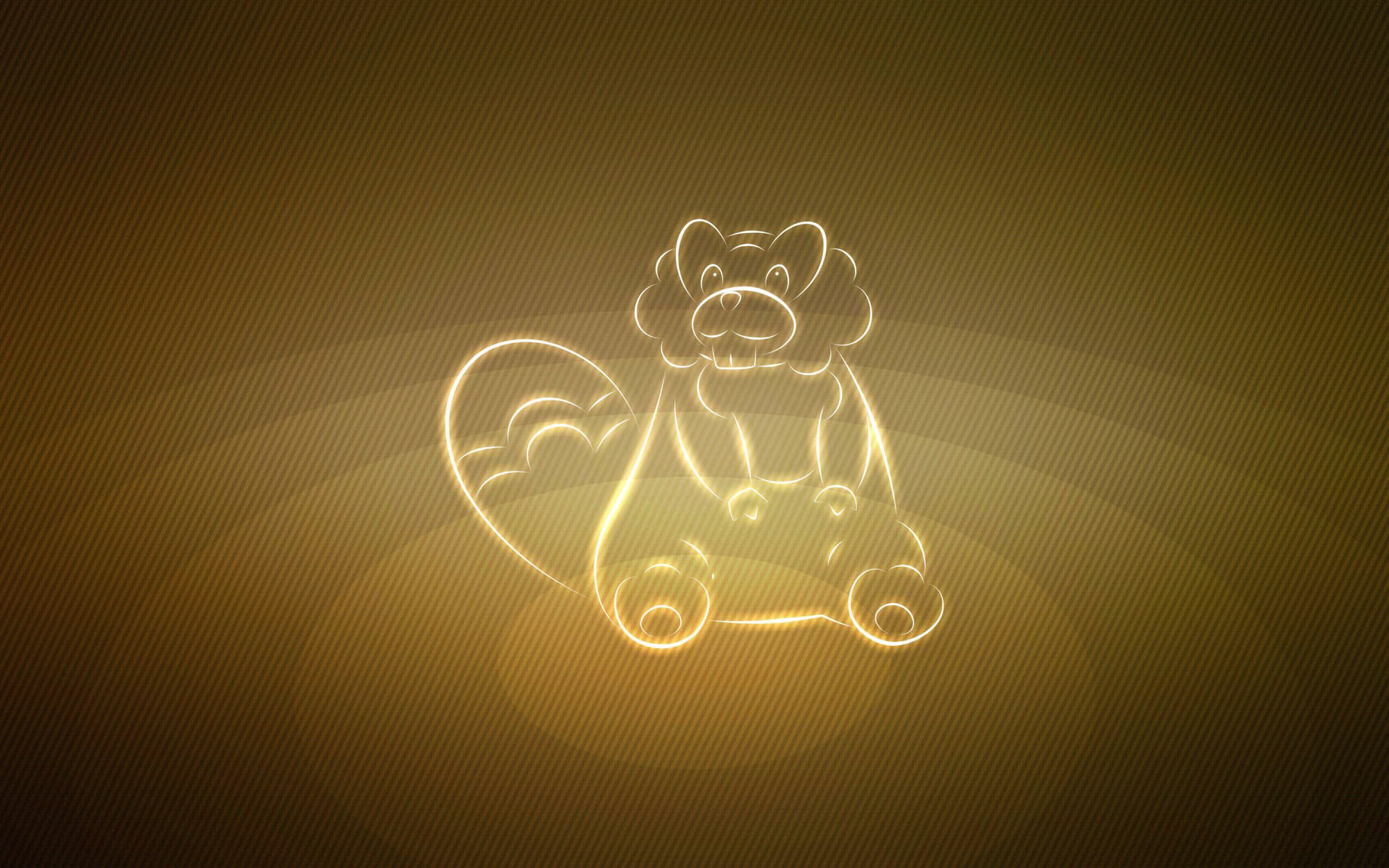 Bibarel, glowing golden outline, warm gradient background, 2K Desktop Wallpaper