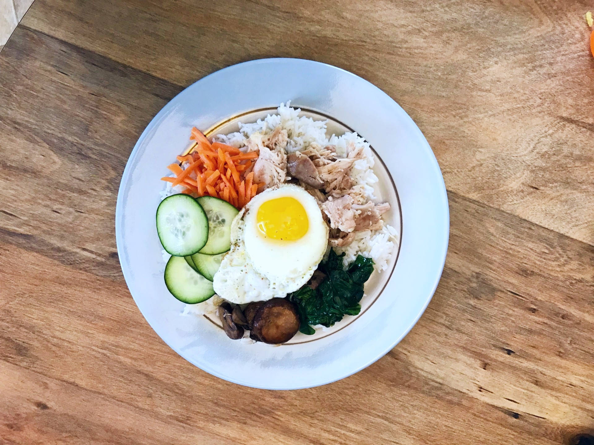 Bibimbap, white plate, rice, Full HD Desktop Wallpaper