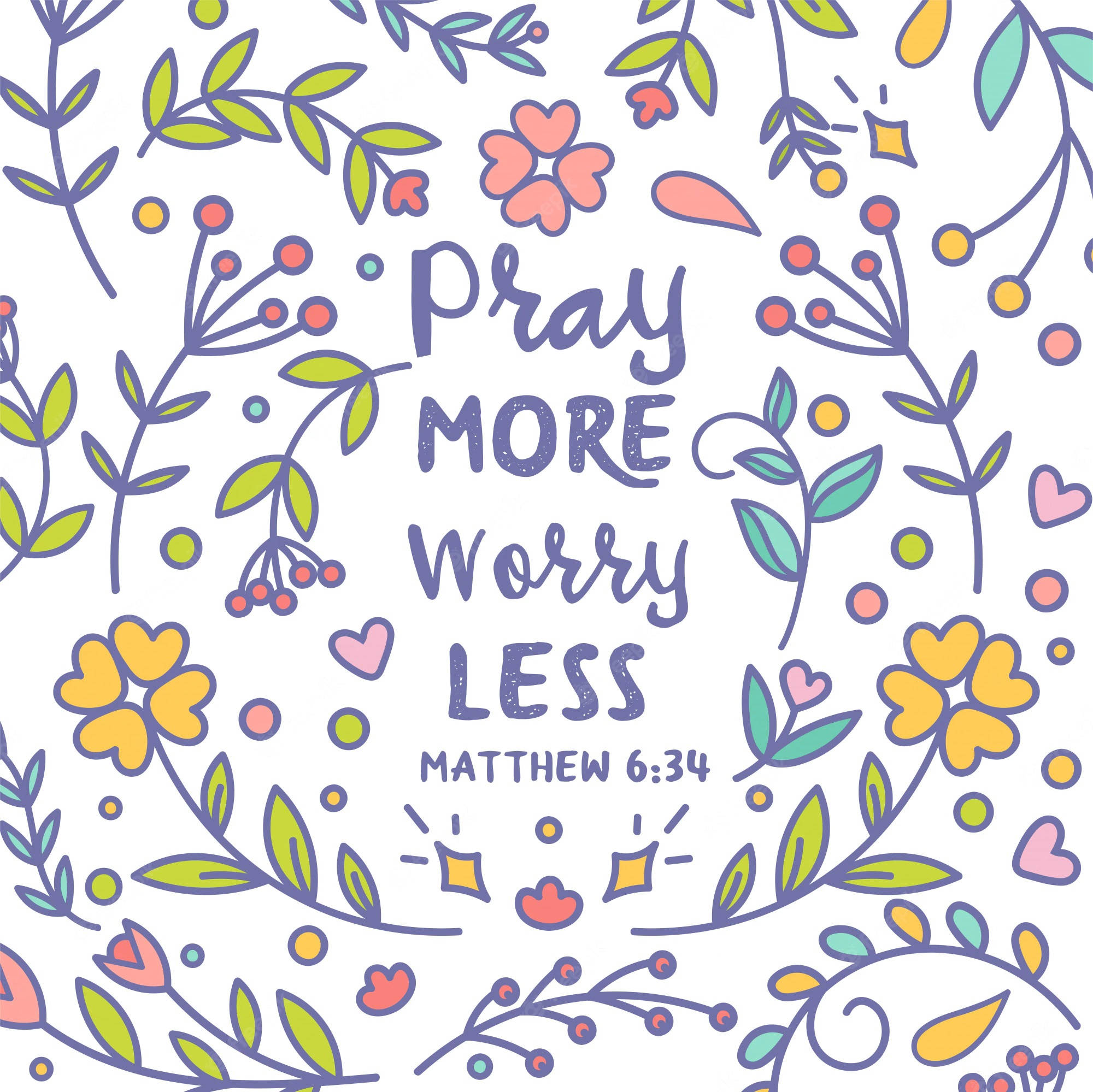 Prayerful Bible Quote, floral vines, hearts, Full HD Desktop Wallpaper