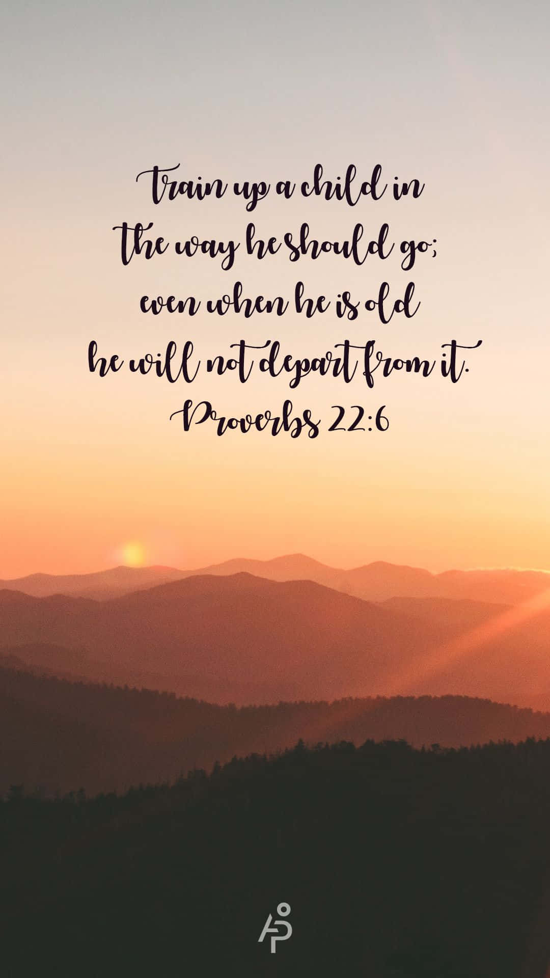 Sunset, layered mountain ridges, inspirational scripture text, Full HD Phone Wallpaper