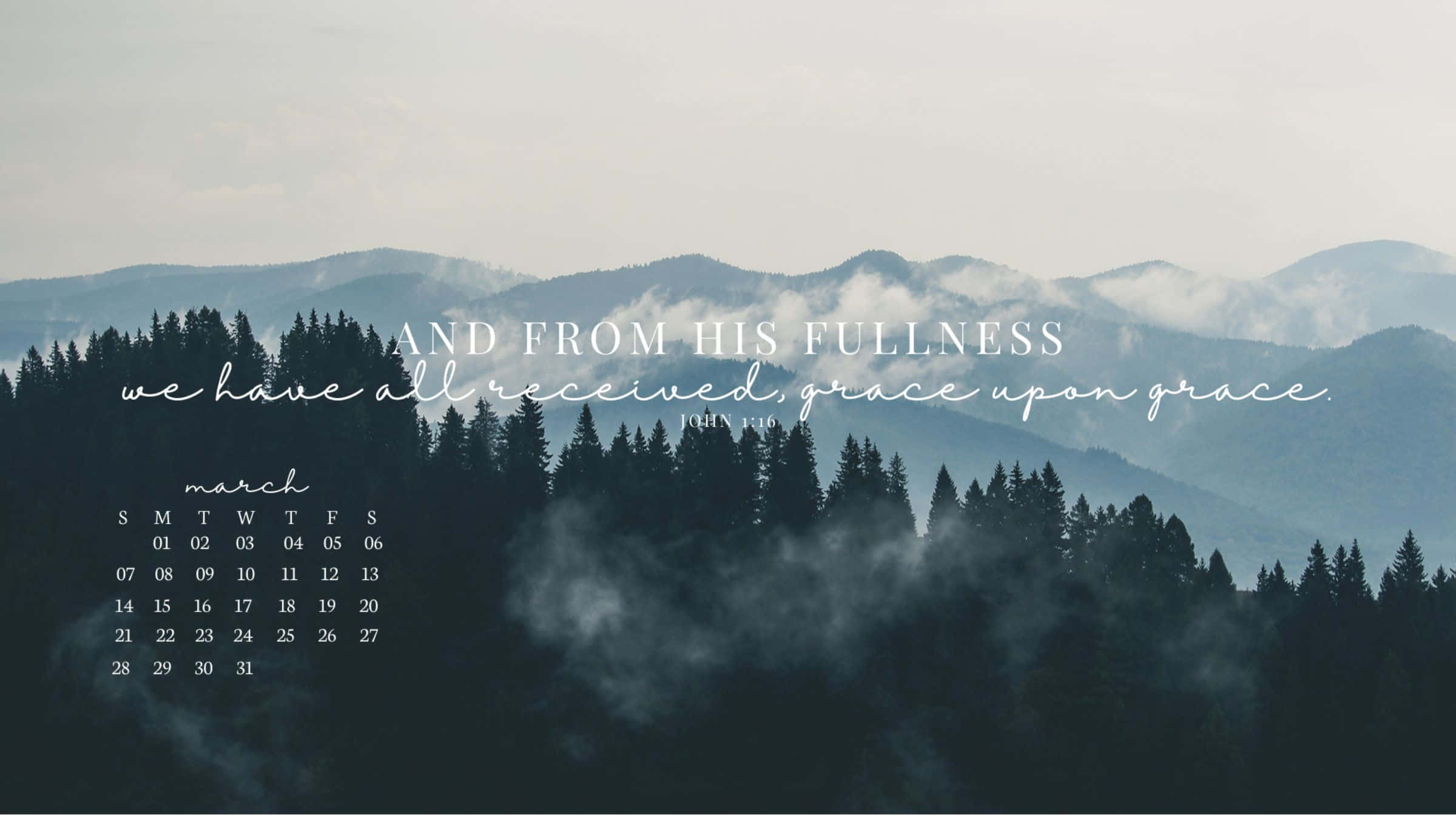 bible verse desktop, 2400 x 1350 wallpaper, misty mountain forest, Full HD Desktop Wallpaper