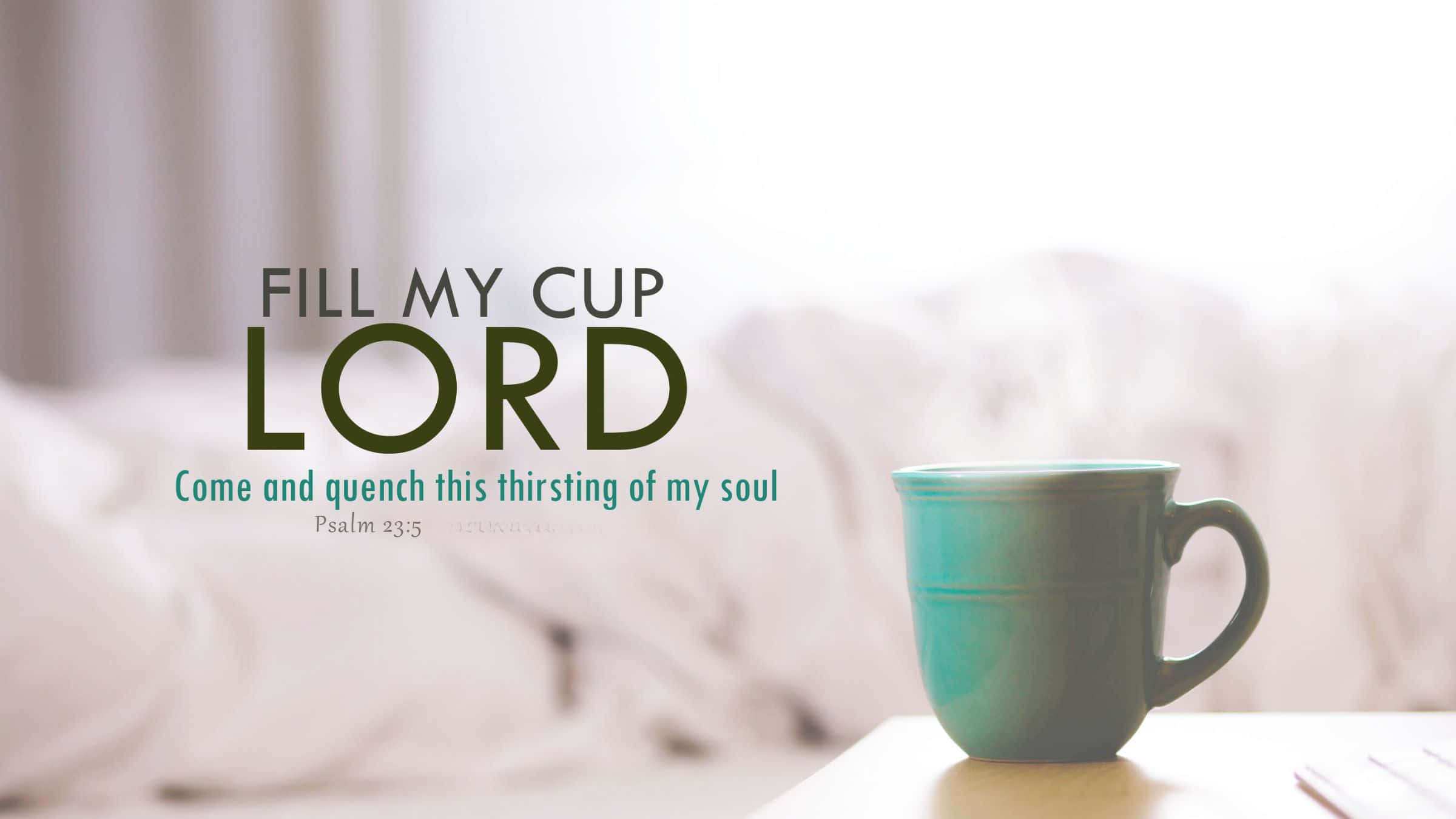 Bible Verse, teal mug, wooden surface, Full HD Desktop Wallpaper
