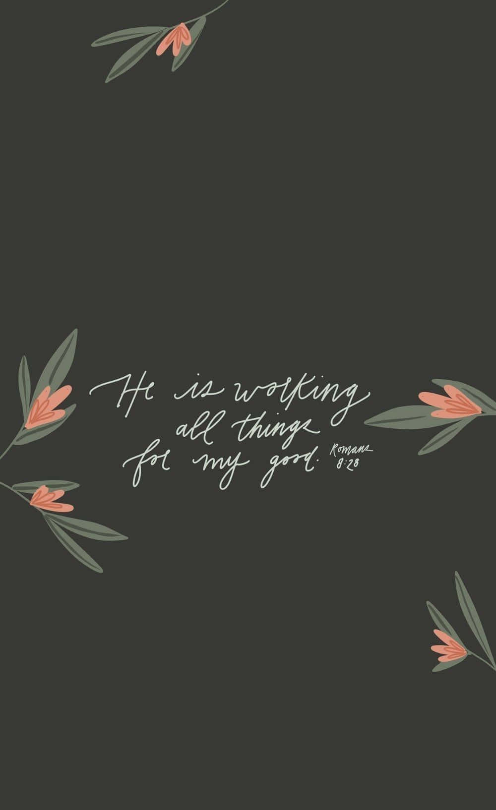 Bible verse, cursive script, floral accents, HD Phone Wallpaper