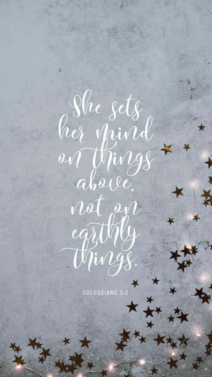 Bible Verse Phone, white cursive scripture, golden stars, HD Phone Wallpaper
