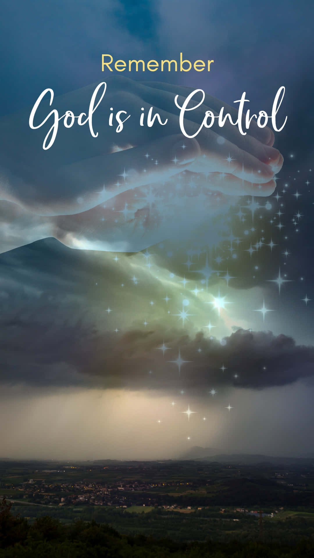 Bible Verse Phone, Hands clasped in prayer, stars, Full HD Phone Wallpaper