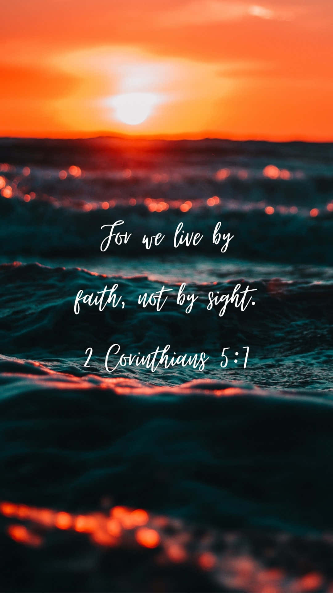 Bible Verse Phone, serene sunset, ocean waves, Full HD Phone Wallpaper