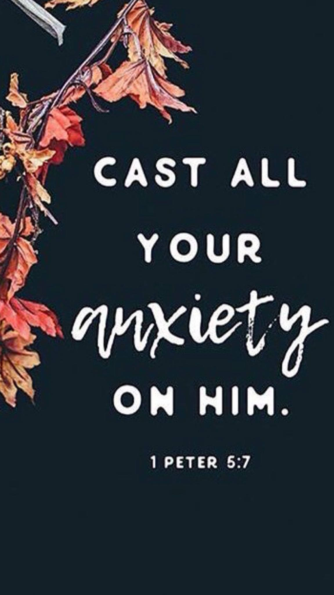 1 Peter 5:7, Cast all your anxiety on him, autumn leaves, Full HD Phone Wallpaper