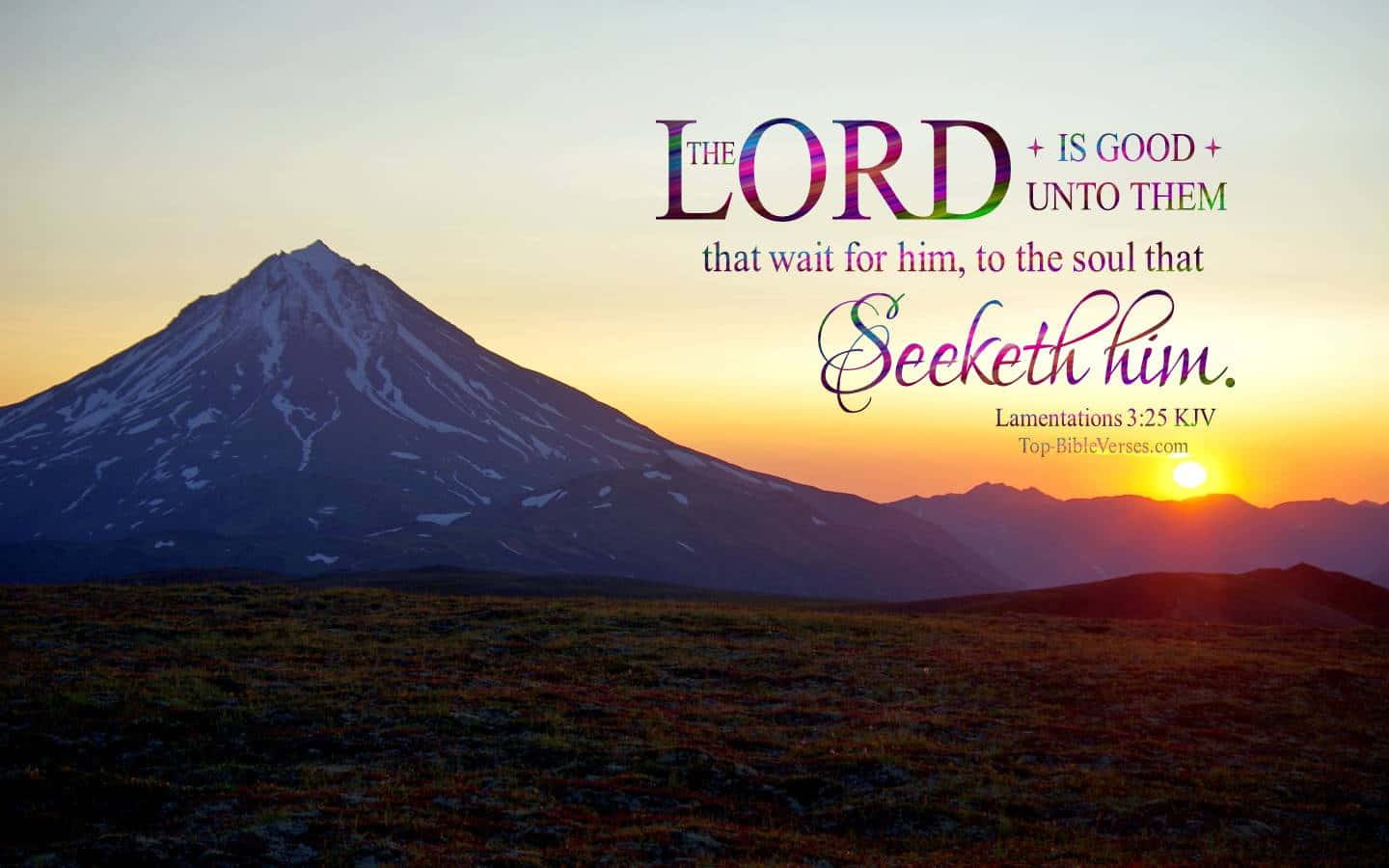 Bible Verse, snow-capped mountain, golden sunset, HD Desktop Wallpaper