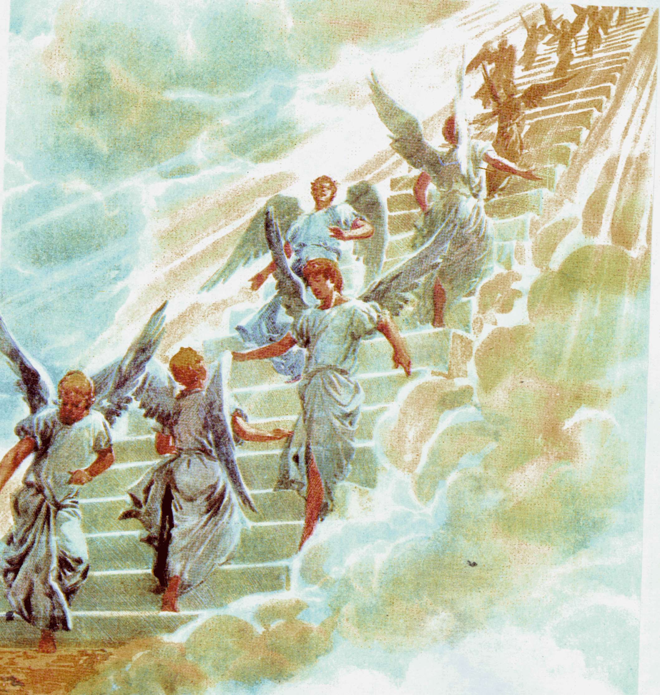 Biblical Angels, stairway to heaven, luminous staircase, Full HD Phone Wallpaper