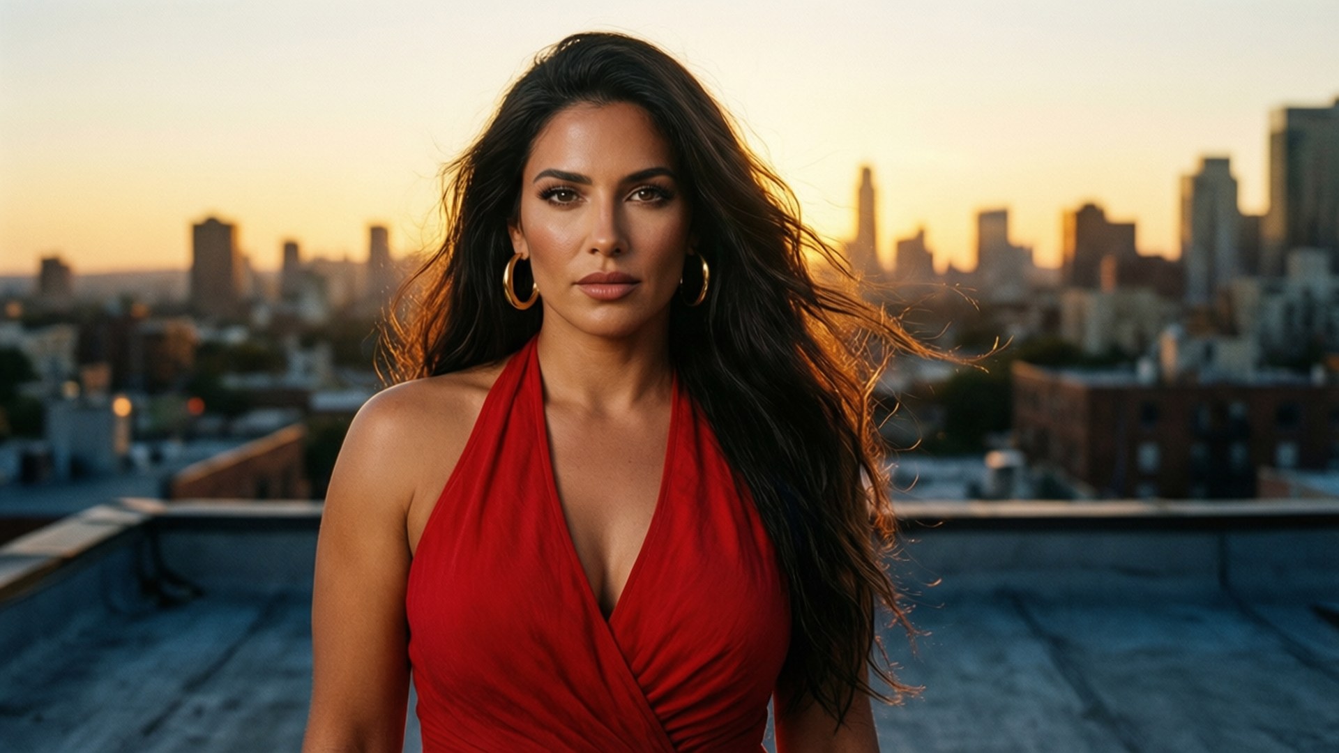 Rooftop, Bichota, Sunset, Full HD Desktop Wallpaper