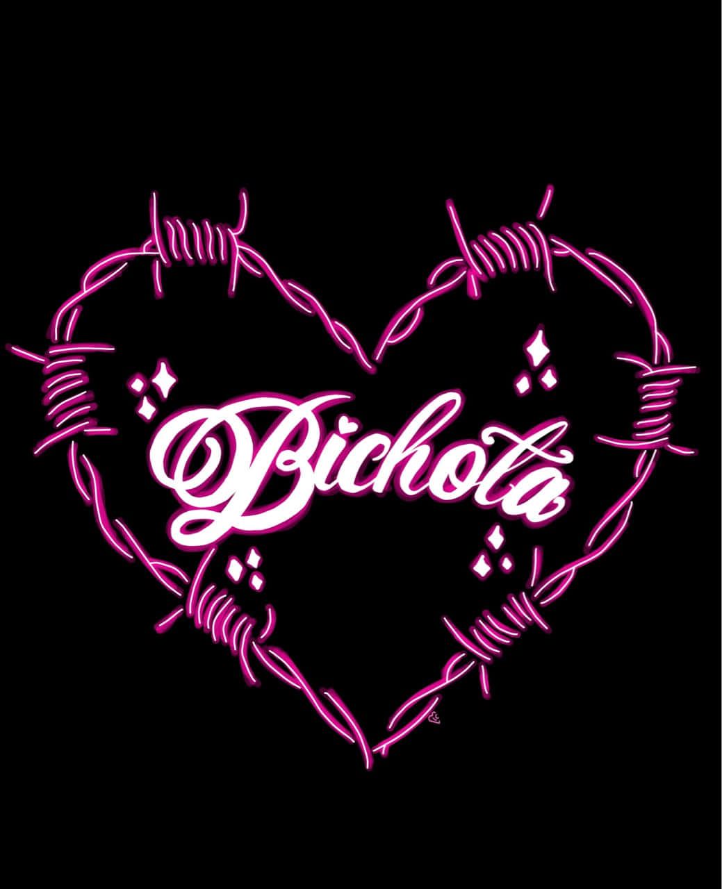 Bichota, neon heart, barbed wire, HD Phone Wallpaper