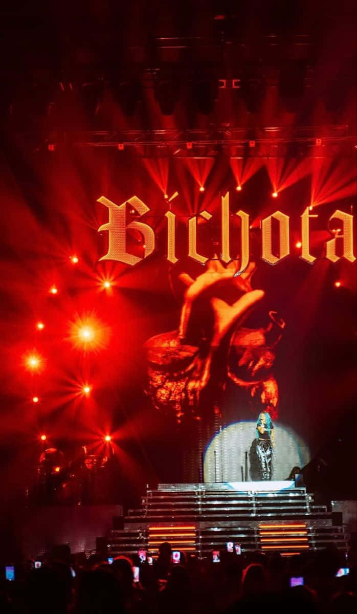 Bichota, multi-tiered stage, red spotlights, SD Phone Wallpaper