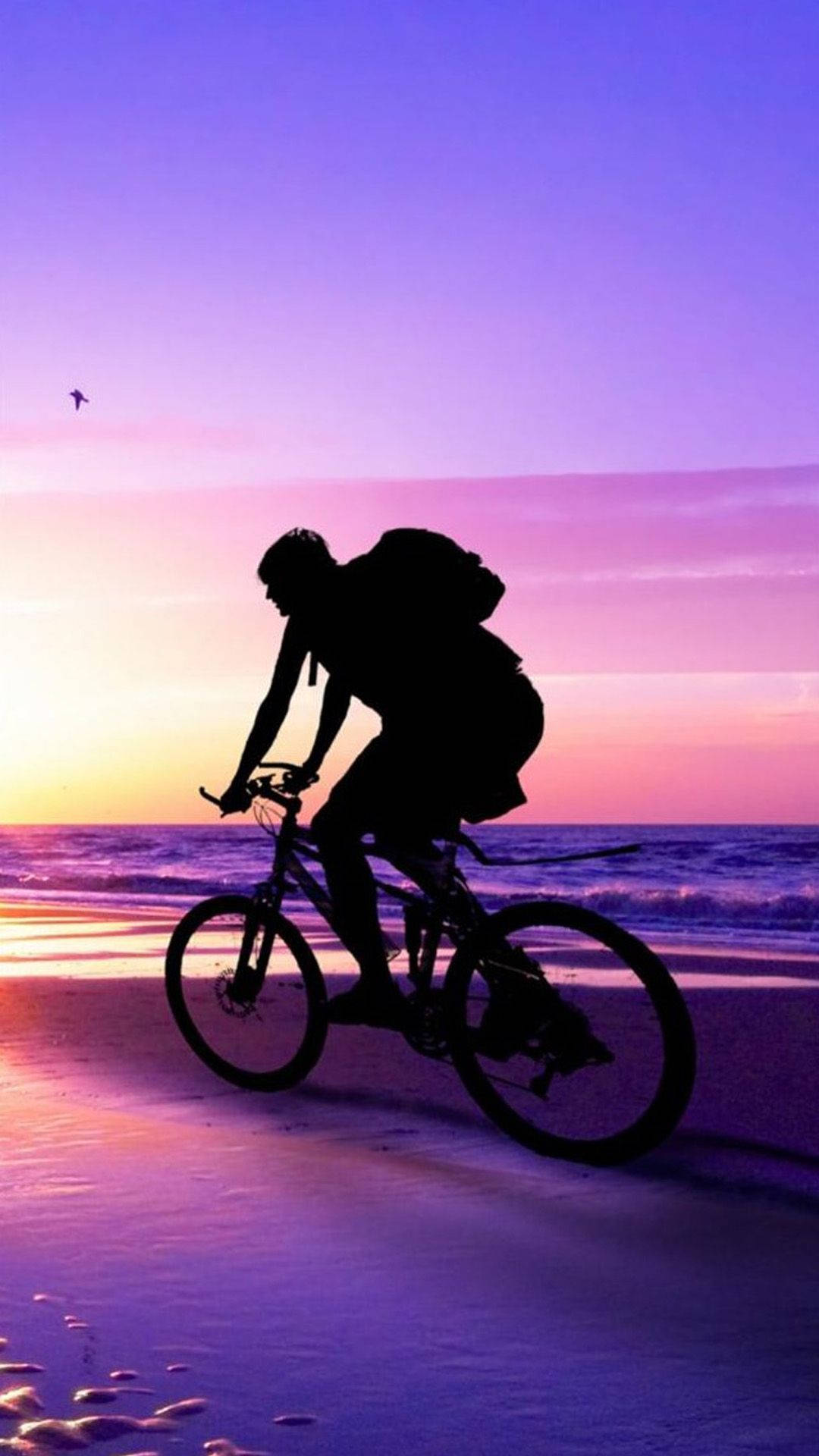 bicycle, iPhone, beach, Full HD Phone Wallpaper
