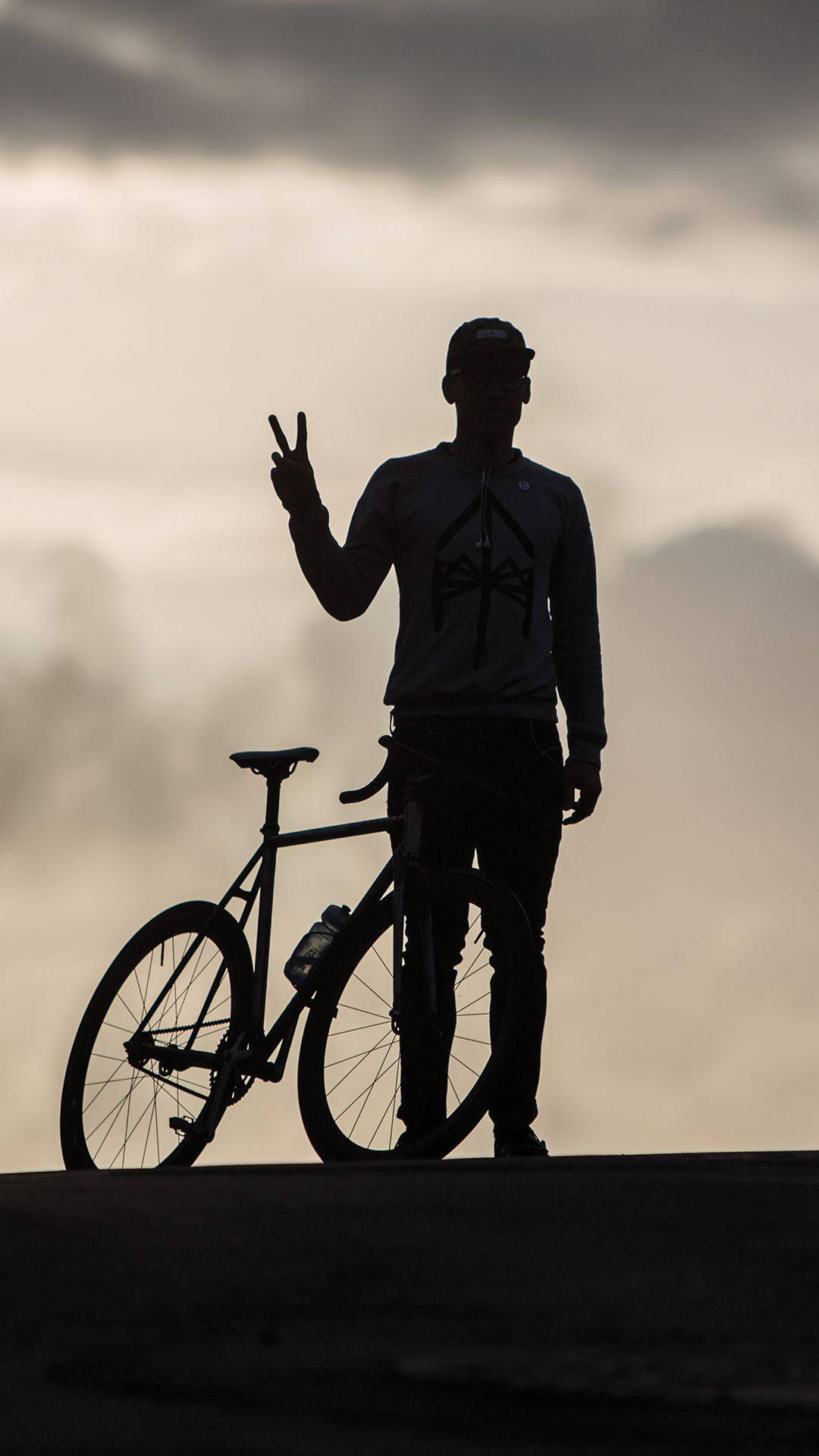 Bicycle iPhone, silhouette, cyclist, Full HD Phone Wallpaper